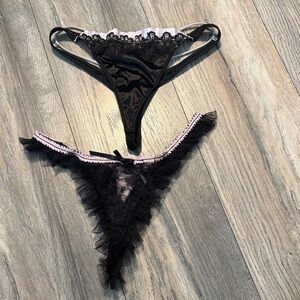 Victoria's Secret Black and Pink Lace Panties